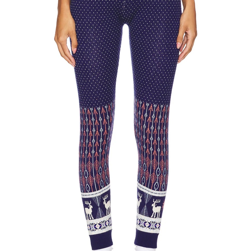 Free People Falala Leggings XS NWOT  Navy Fair Isle